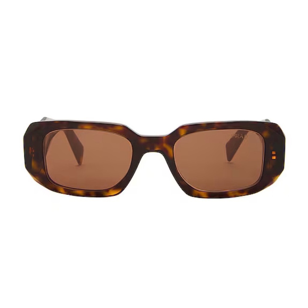 Prada Tortoiseshell Rectangle Sunglasses with Brown Lenses